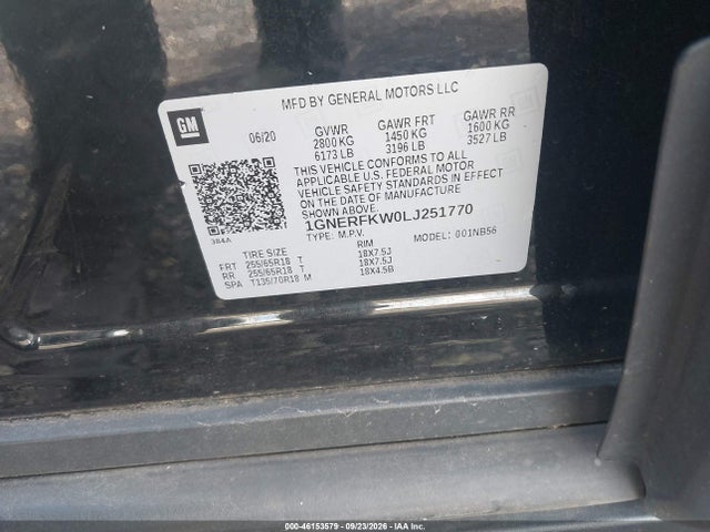 Aukcja sprzedaży 2020 Chevrolet Traverse Fwd Ls, vin: 1GNERFKW0LJ251770, numer aukcji: 46153579