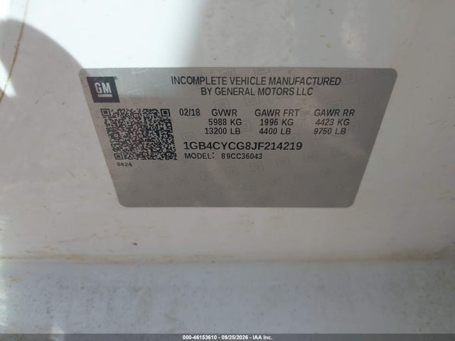 1GB4CYCG8JF214219 Chevrolet Silverado 3500hd Chassis Wt