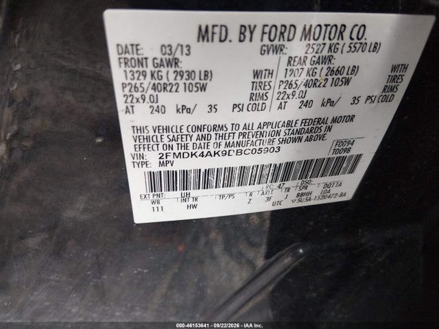 Продажа на аукционе авто 2013 Ford Edge Sport, vin: 2FMDK4AK9DBC05903, номер лота: 46153641