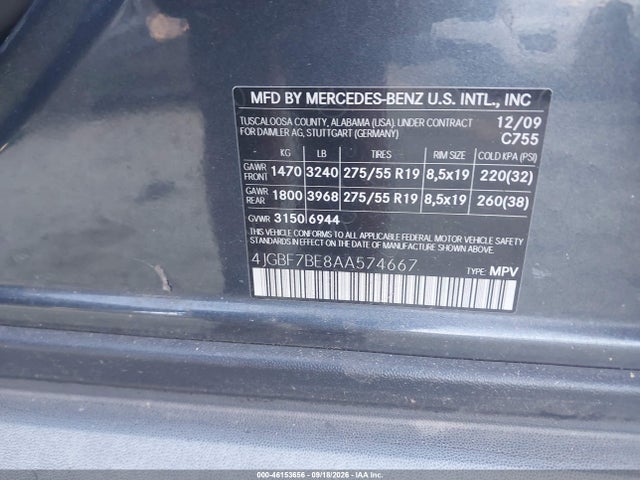 Продаж на аукціоні авто 2010 Mercedes-benz Gl 450 4matic, vin: 4JGBF7BE8AA574667, номер лоту: 46153656