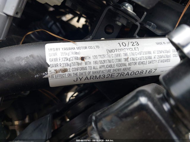 Aukcja sprzedaży 2024 Yamaha Mt07, vin: JYARM32E7RA008167, numer aukcji: 46153763