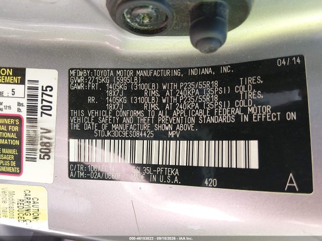 Продаж на аукціоні авто 2014 Toyota Sienna Le 7 Passenger, vin: 5TDJK3DC9ES084425, номер лоту: 46153822