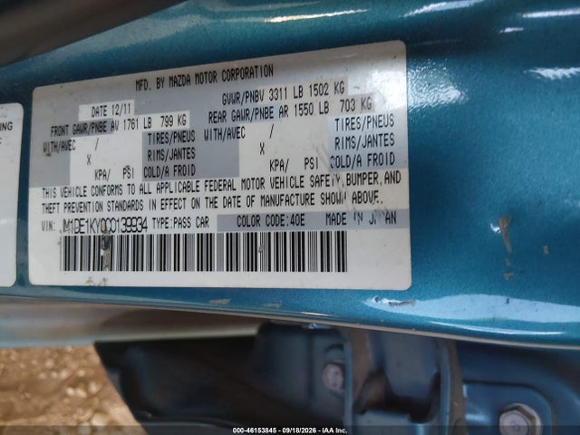 Aukcja sprzedaży 2012 Mazda Mazda2 Sport, vin: JM1DE1KY0C0139934, numer aukcji: 46153845