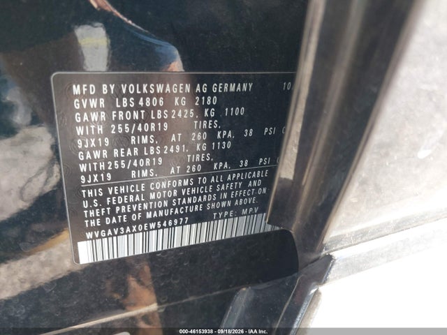 Aukcja sprzedaży 2014 Volkswagen Tiguan R-line, vin: WVGAV3AX0EW546977, numer aukcji: 46153938