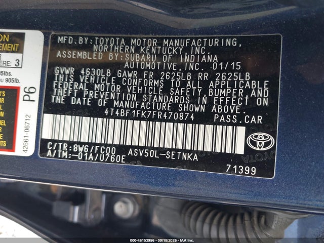 Aukcja sprzedaży 2015 Toyota Camry Le, vin: 4T4BF1FK7FR470874, numer aukcji: 46153956