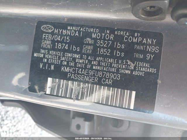 Продаж на аукціоні авто 2015 Hyundai Accent Gls, vin: KMHCT4AE9FU878903, номер лоту: 46153959