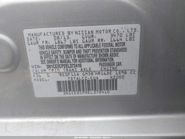 Aukcja sprzedaży 2014 Nissan Versa Note S Plus, vin: 3N1CE2CP2EL372410, numer aukcji: 46153961
