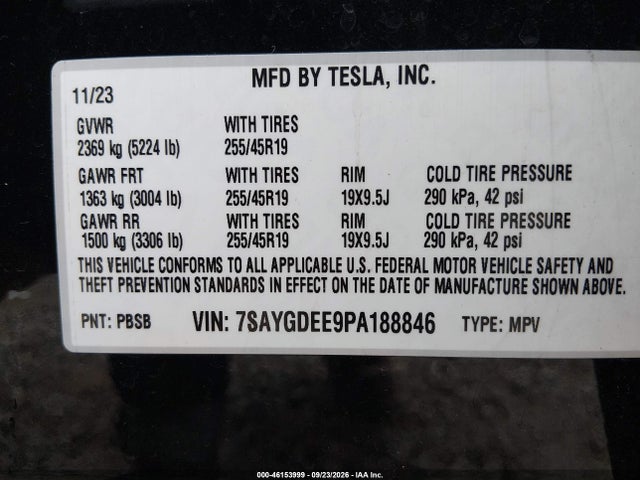 7SAYGDEE9PA188846 Tesla Model Y Awd/long Range Dual Motor All-wheel Drive