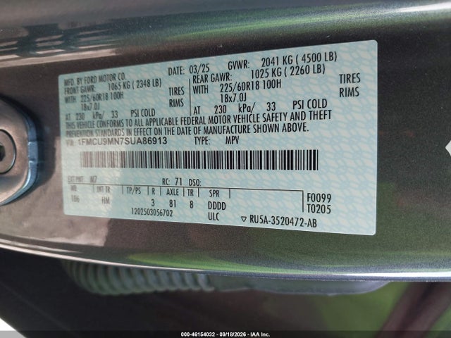 Ford Escape St-line 2025 1FMCU9MN7SUA86913 Image 9