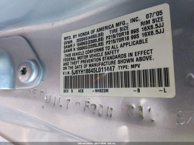 Продажа на аукционе авто 2003 Honda Element Ex, vin: 5J6YH18553L008917, номер лота: 46154034