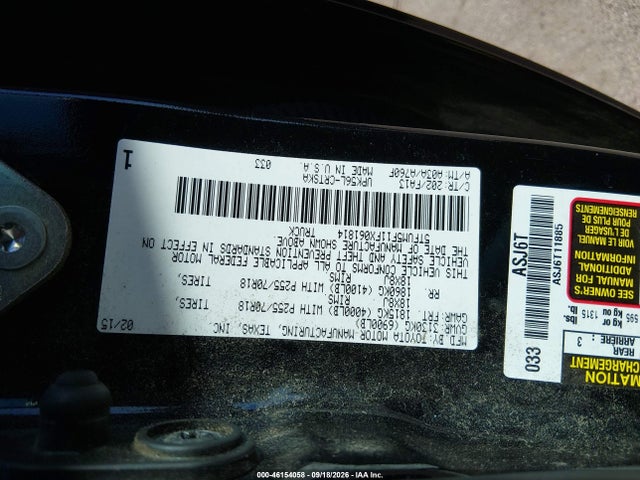 Aukcja sprzedaży 2015 Toyota Tundra Sr 4.6l V8, vin: 5TFUM5F11FX061814, numer aukcji: 46154058