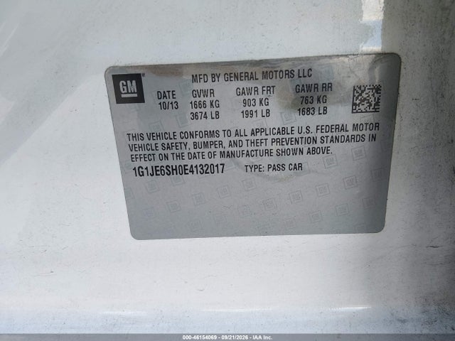 Aukcja sprzedaży 2014 Chevrolet Sonic Ltz Auto, vin: 1G1JE6SH0E4132017, numer aukcji: 46154069