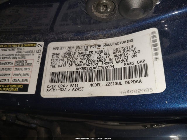 Aukcja sprzedaży 2006 Toyota Corolla Ce, vin: 1NXBR32EX6Z762824, numer aukcji: 46154085