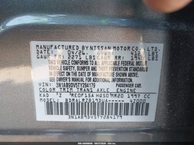 2026 Nissan Sentra Sr მანქანა იყიდება აუქციონზე, vin: 3N1AB9DV5TY284179, აუქციონის ნომერი: 46154108