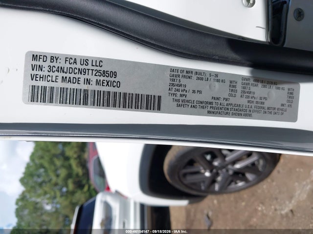 46154147 :رقم المزاد ، 3C4NJDCN9TT258509 vin ، 2026 Jeep Compass Limited Altitude مزاد بيع