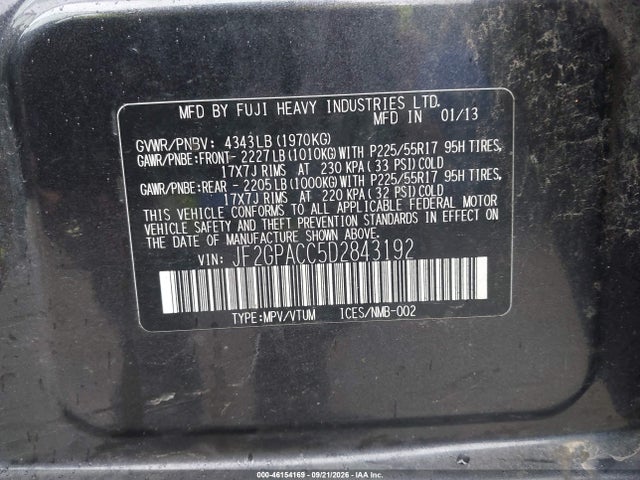 Продаж на аукціоні авто 2013 Subaru Xv Crosstrek 2.0i Premium, vin: JF2GPACC5D2843192, номер лоту: 46154169