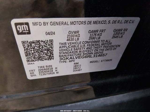 Aukcja sprzedaży 2024 Gmc Terrain Awd Slt, vin: 3GKALVEG6RL314657, numer aukcji: 46154207