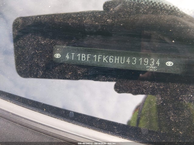 46154212 :رقم المزاد ، 4T1BF1FK6HU431934 vin ، 2017 Toyota Camry Se مزاد بيع