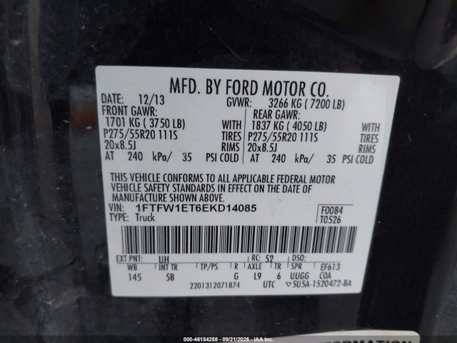 Aukcja sprzedaży 2014 Ford F-150 Fx4, vin: 1FTFW1ET6EKD14085, numer aukcji: 46154258