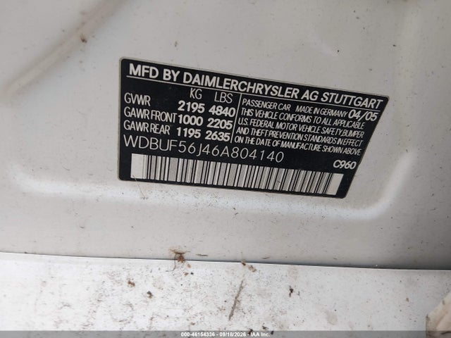 Продажа на аукционе авто 2006 Mercedes-benz E 350, vin: WDBUF56J46A804140, номер лота: 46154336
