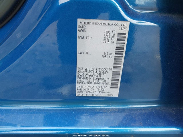 Продажа на аукционе авто 2025 Nissan Altima Sv Fwd, vin: 1N4BL4DV1SN383875, номер лота: 46154361