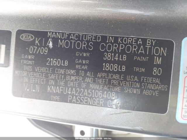 Auction sale of the 2010 Kia Forte Ex, vin: KNAFU4A22A5106408, lot number: 46154375