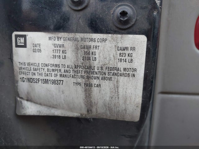 46154413 :رقم المزاد ، 1G1ND52F15M198377 vin ، 2005 Chevrolet Classic مزاد بيع