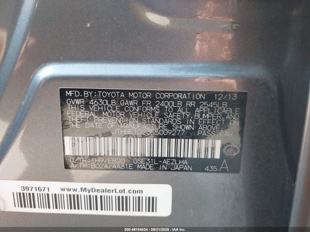Продажа на аукционе авто 2014 Lexus Is 350, vin: JTHBE1D23E5009277, номер лота: 46154434