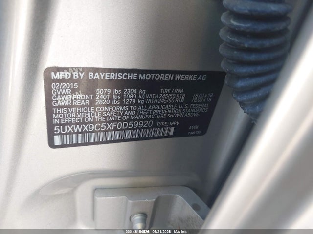 Продаж на аукціоні авто 2015 Bmw X3 Xdrive28i, vin: 5UXWX9C5XF0D59920, номер лоту: 46154526