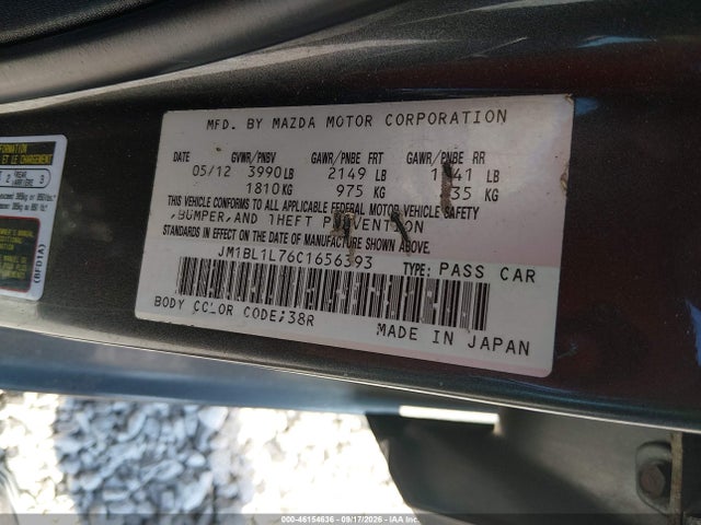 46154636 :رقم المزاد ، JM1BL1L76C1656393 vin ، 2012 Mazda Mazda3 I Touring مزاد بيع