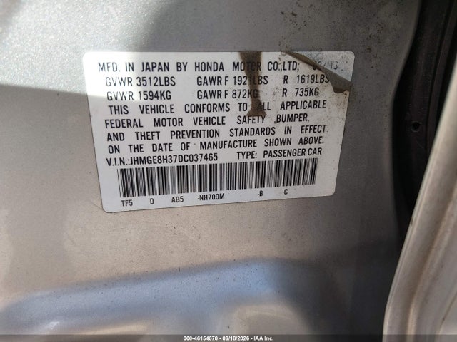 Продажа на аукционе авто 2013 Honda Fit, vin: JHMGE8H37DC037465, номер лота: 46154678