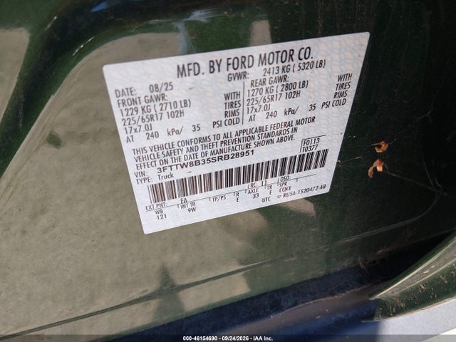 Продаж на аукціоні авто 2025 Ford Maverick Xl, vin: 3FTTW8B35SRB28951, номер лоту: 46154690
