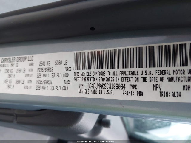 Продажа на аукционе авто 2012 Jeep Liberty Sport, vin: 1C4PJMAK9CW188084, номер лота: 46154781
