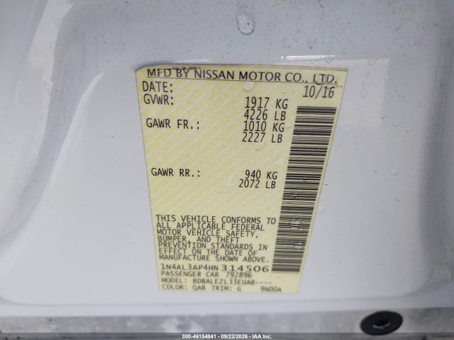 1N4AL3AP4HN314506 Nissan Altima 2.5 S