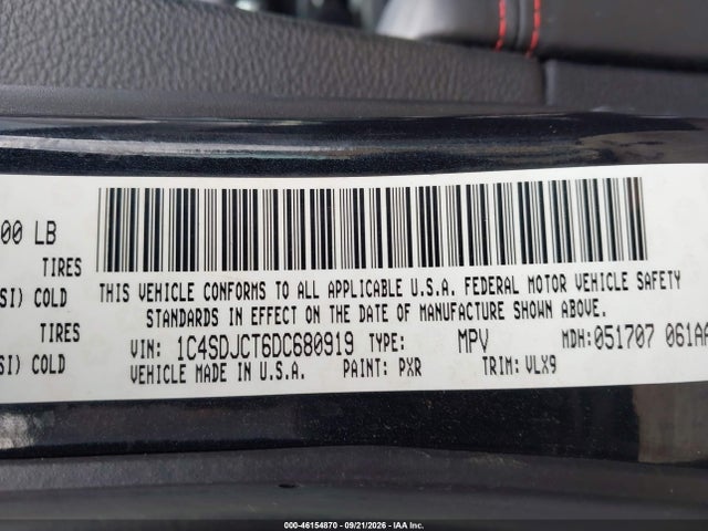2013 Dodge Durango R/t მანქანა იყიდება აუქციონზე, vin: 1C4SDJCT6DC680919, აუქციონის ნომერი: 46154870