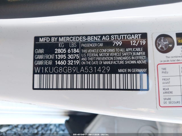 2020 Mercedes-benz S 560 4matic მანქანა იყიდება აუქციონზე, vin: W1KUG8GB9LA531429, აუქციონის ნომერი: 46154917