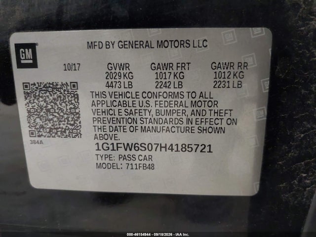 Продаж на аукціоні авто 2017 Chevrolet Bolt Ev Lt, vin: 1G1FW6S07H4185721, номер лоту: 46154944