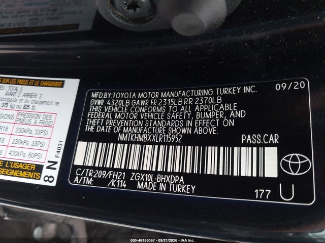 Продаж на аукціоні авто 2020 Toyota C-hr Le, vin: NMTKHMBXXLR115952, номер лоту: 46155067