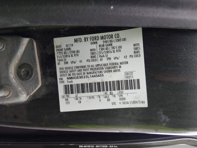 46155152 :رقم المزاد ، NM0GE9E23L1445455 vin ، 2020 Ford Transit Connect Xl Passenger مزاد بيع