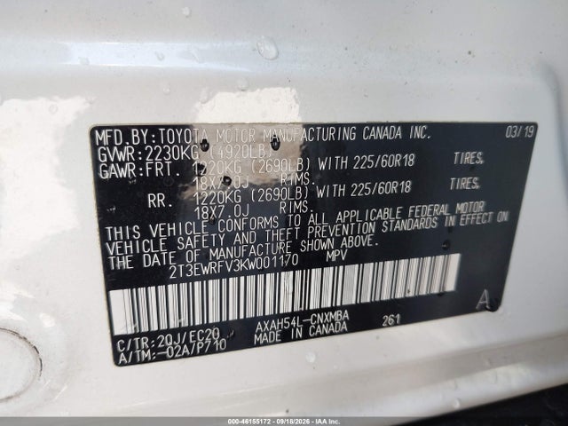 2T3EWRFV3KW001170 Toyota Rav4 Hybrid Xse