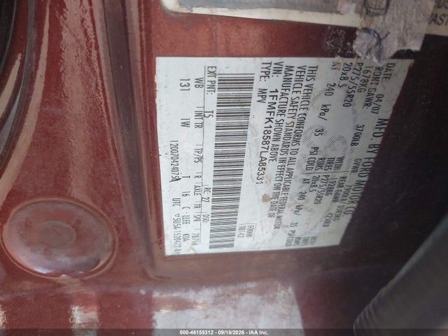 Продаж на аукціоні авто 2007 Ford Expedition El Eddie Bauer, vin: 1FMFK18587LA85331, номер лоту: 46155312