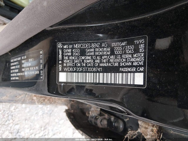 Aukcja sprzedaży 1996 Mercedes-benz E 300d, vin: WDBJF20F3TJ008741, numer aukcji: 46155385
