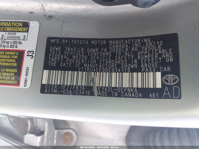 Aukcja sprzedaży 2013 Toyota Corolla Le, vin: 2T1BU4EE9DC934176, numer aukcji: 46155405
