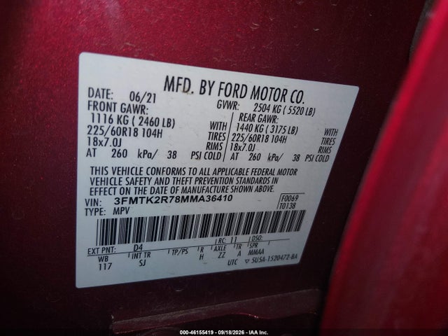 3FMTK2R78MMA36410 Ford Mustang Mach-e California Route 1
