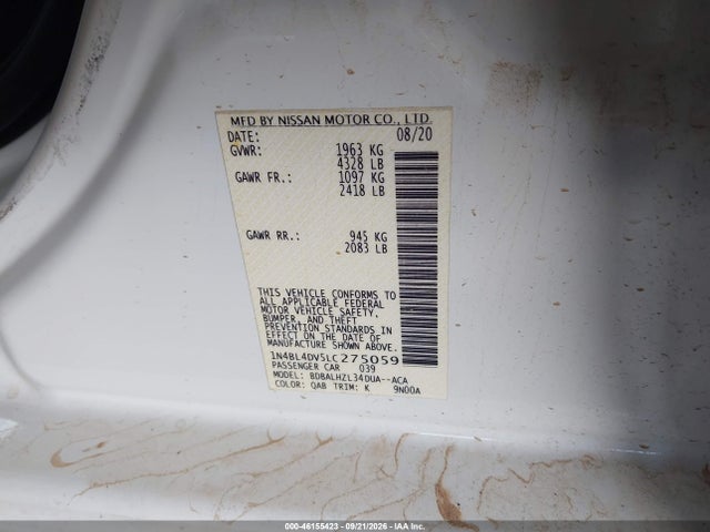 1N4BL4DV5LC275059 Nissan Altima Sv Fwd