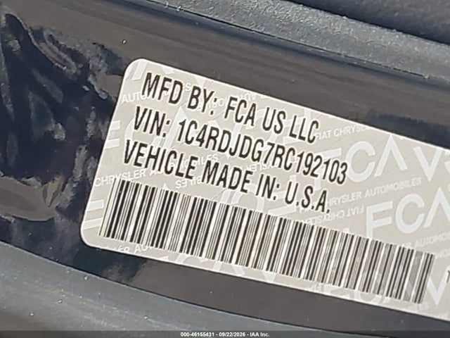 2024 Dodge Durango Gt Plus Awd მანქანა იყიდება აუქციონზე, vin: 1C4RDJDG7RC192103, აუქციონის ნომერი: 46155431