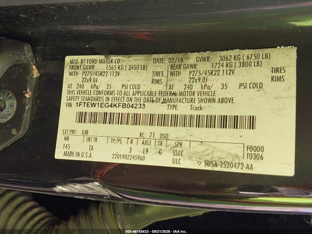 1FTEW1EG4KFB04233 Ford F-150 Limited
