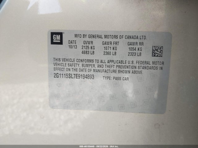 Chevrolet IMPALA 1LT 2014 2G1115SL7E9194893 Image 9