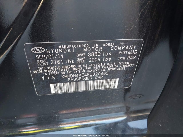 Aukcja sprzedaży 2015 Hyundai Elantra Se, vin: KMHDH4AE4FU320463, numer aukcji: 46155462