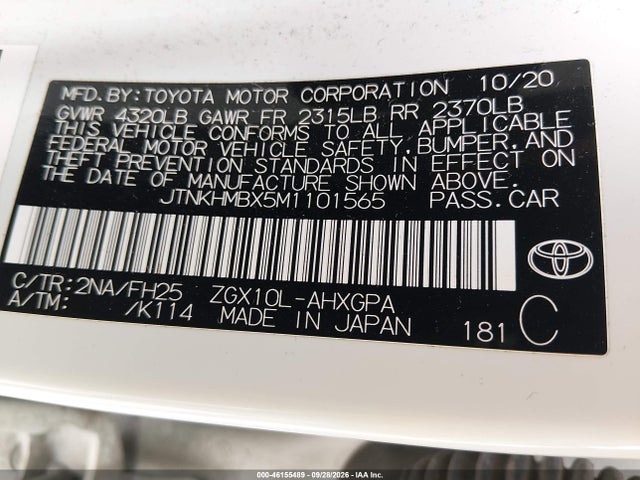 Aukcja sprzedaży 2021 Toyota C-hr Nightshade Edition, vin: JTNKHMBX5M1101565, numer aukcji: 46155489